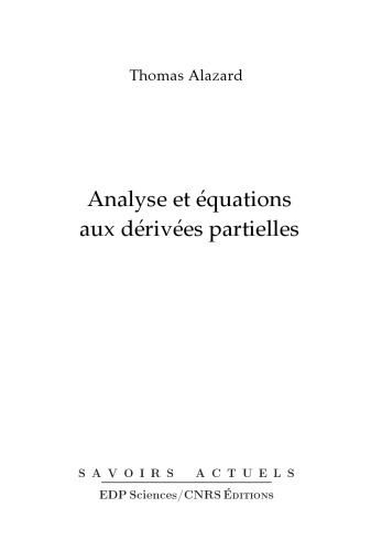Analyse et équations aux dérivées partielles