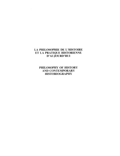 La Philosophie de l'histoire et la pratique historienne d'aujourd'hui