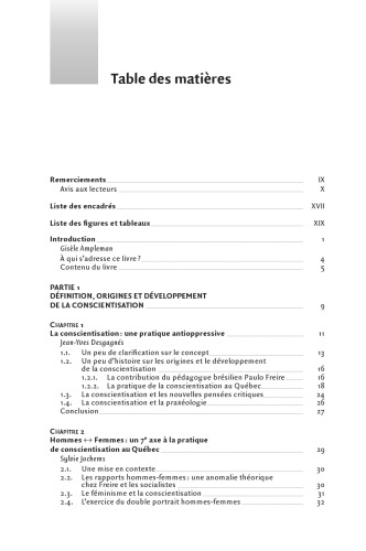 Théorie et pratique de conscientisation au Québec
