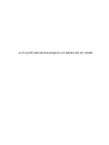 Actualités rhumatologiques du sportif