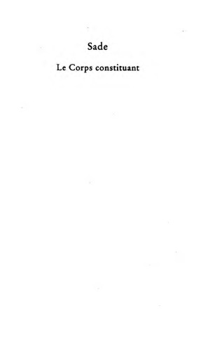 Sade : le corps constituant