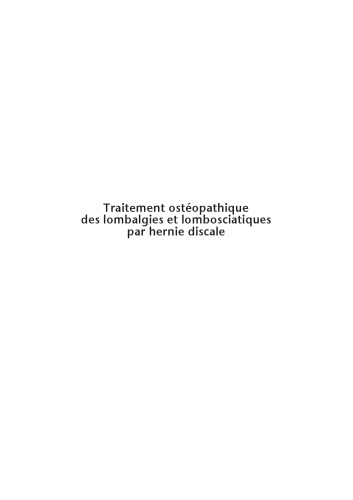 Traitement ostéopathique des lombalgies et lombosciatiques par hernie discale