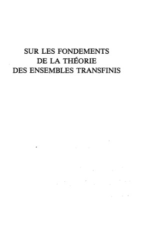 Sur les fondements de la theorie des ensembles transfinis