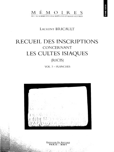 Recueil des inscriptions concernant les cultes isiaques: RICIS