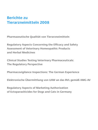 Berichte zu Tierarzneimitteln 2008