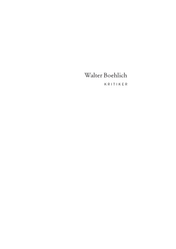 Walter Boehlich: Kritiker