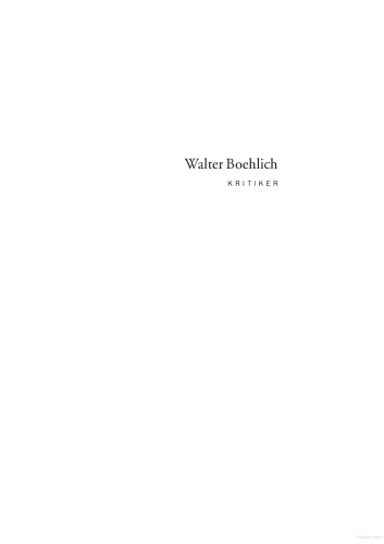 Walter Boehlich. Kritiker