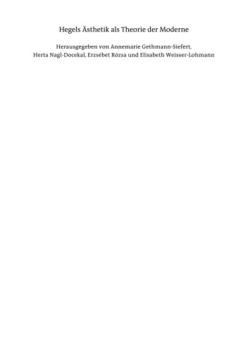 Hegels Ästhetik als Theorie der Moderne