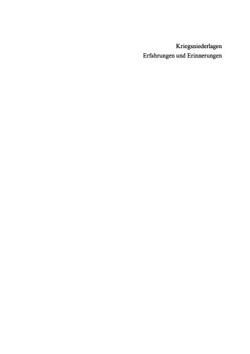Kriegsniederlagen: Erfahrung und Erinnerung