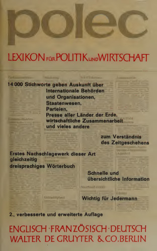 Polec: Dictionary of politics and economics - Dictionnaire de politique et d’économie - Lexikon für Politik und Wirtschaft