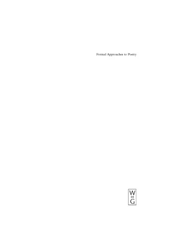 Formal Approaches to Poetry: Recent Developments in Metrics