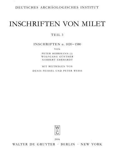 Inschriften von Milet. Teil 3, Inschriften n. 1020-1580
