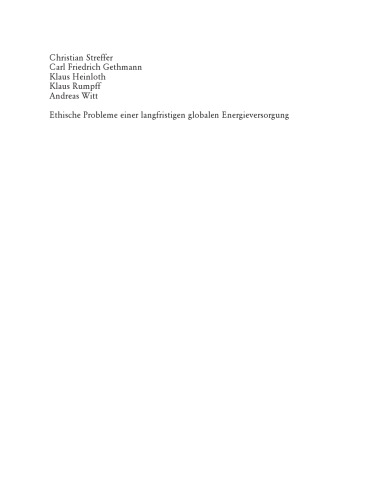 Ethische Probleme einer langfristigen globalen Energieversorgung