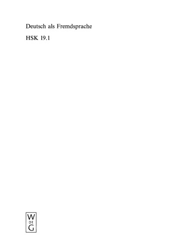 Deutsch als Fremdsprache: 1. Halbband