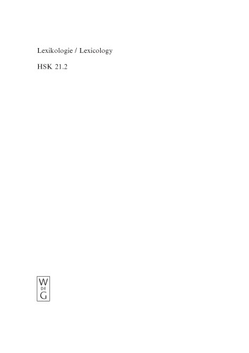 Lexikologie / Lexicology: 2. Halbband