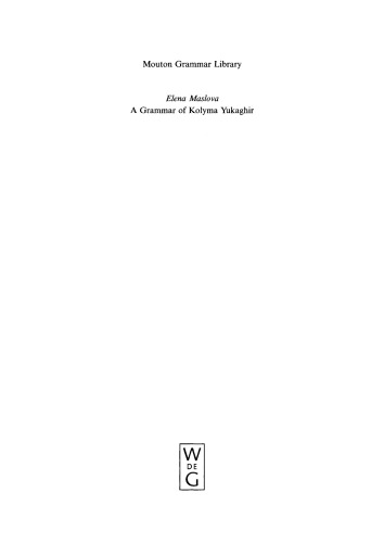 A Grammar of Kolyma Yukaghir