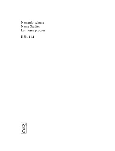 Namenforschung / Name Studies / Les noms propres: 1. Halbband