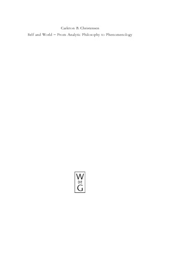 Self and World: From Analytic Philosophy to Phenomenology