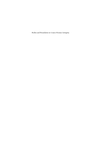 Bodies and Boundaries in Graeco-Roman Antiquity