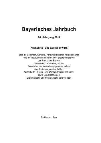 Bayerisches Jahrbuch: 90. Jahrgang 2011