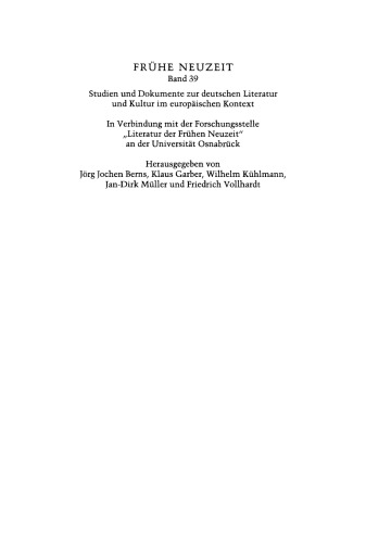 Stadt und Literatur im deutschen Sprachraum der Frühen Neuzeit