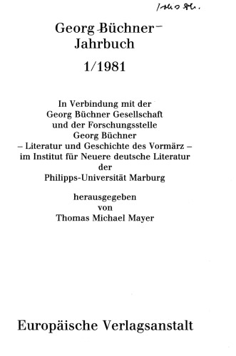 Georg Büchner Jahrbuch: Band 1 1981