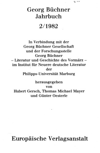 Georg Büchner Jahrbuch: Band 2 1982