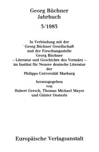 Georg Büchner Jahrbuch: Band 3 1983