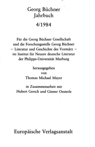 Georg Büchner Jahrbuch: Band 4 1984