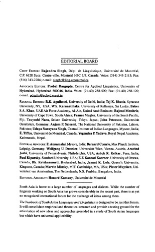 The Yearbook of South Asian Languages and Linguistics: 2002