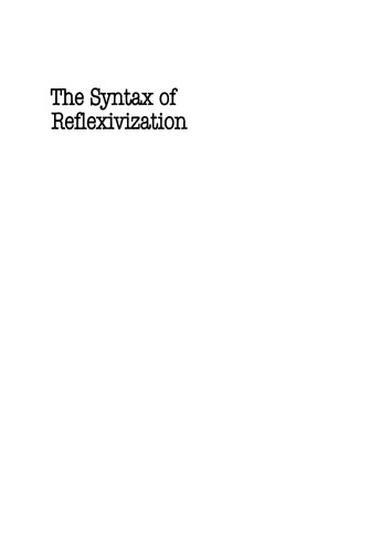 The Syntax of Reflexivization