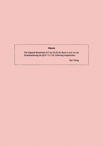 Aktiengesetz: Lieferung 25 Titeleien, Normänderungsverzeichnisse, Abkürzungsverzeichnisse, Sachregister Bände 4 und 6