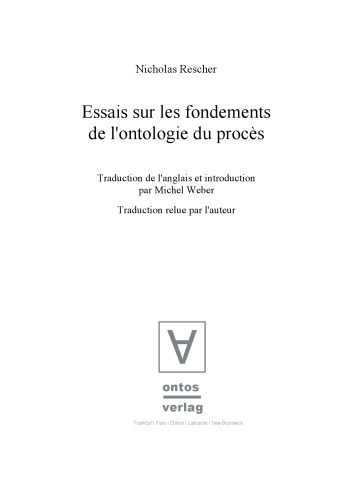 Essais sur les fondements de l'ontologie du procès