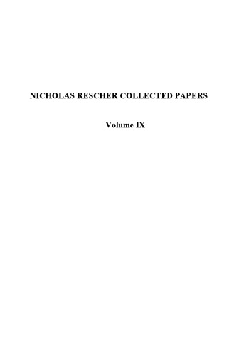 Collected Papers: Volume 9 Studies in Metaphilosophy