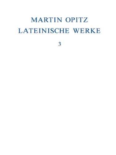 Lateinische Werke: Band 3 1631-1639