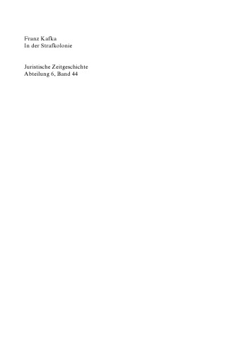 In der Strafkolonie: Erzählung (1919)