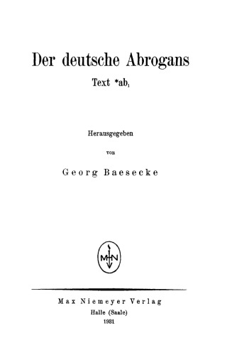 Der deutsche Abrogans: Text *ab1