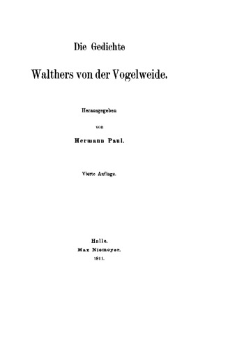 Die Gedichte Walthers von der Vogelweide