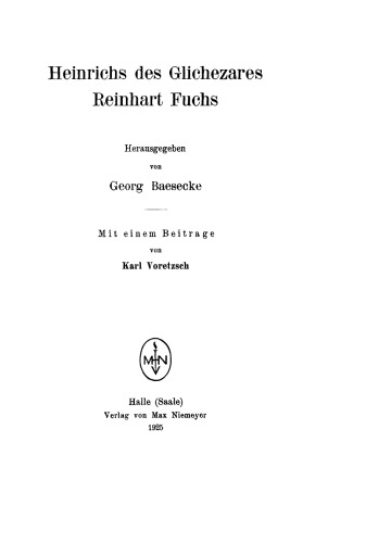 Heinrichs des Glichezares Reinhart Fuchs
