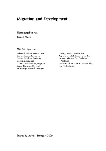 Migration and Development: Sonderausgabe Heft 6/Bd. 229 (2009) Jahrbücher für Nationalökonomie und Statistik