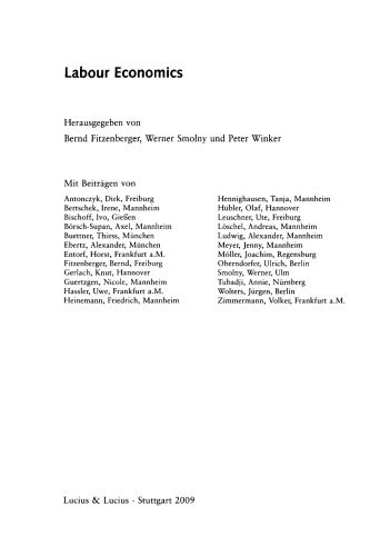 Labour Economics: Sonderausgabe Heft 2+3/Bd. 229 (2009) Jahrbücher für Nationalökonomie und Statistik