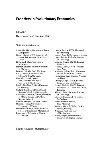 Frontiers in Evolutionary Economics: Themenheft 2+3/Bd. 234(2014) Jahrbücher für Nationalökonomie und Statistik