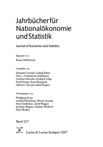 Gesundheitsökonomie / Health Economics: Jahrbücher für Nationalökonomie und Statistik 5+6/2007 227.Jahrgang, Heft 5/6.2007 Themenheft Jahrbücher für Nationalökonomie und Statistik Heft 5/6/2007