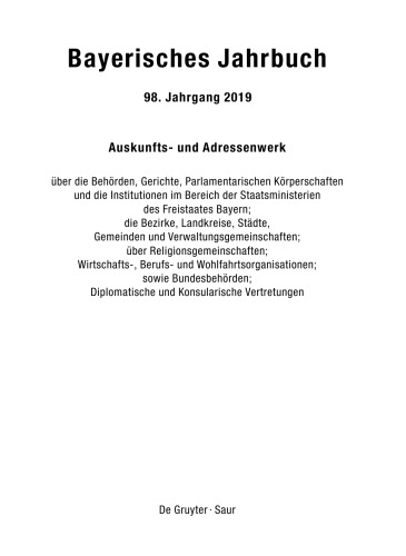 Bayerisches Jahrbuch: 98. Jahrgang 2019