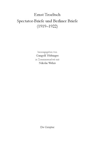 Spectator-Briefe und Berliner Briefe (1919–1922)