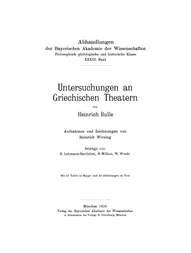 Untersuchungen an Griechischen Theatern