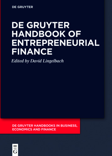 De Gruyter Handbook of Entrepreneurial Finance