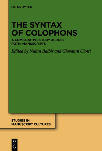 The Syntax of Colophons: A Comparative Study across Pothi Manuscripts