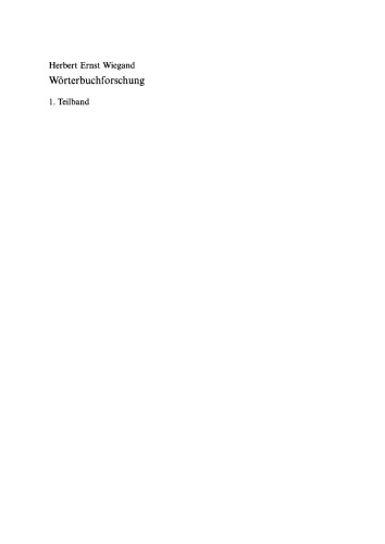 Wörterbuchforschung: Teilband 1