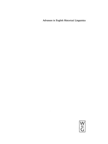 Advances in English Historical Linguistics